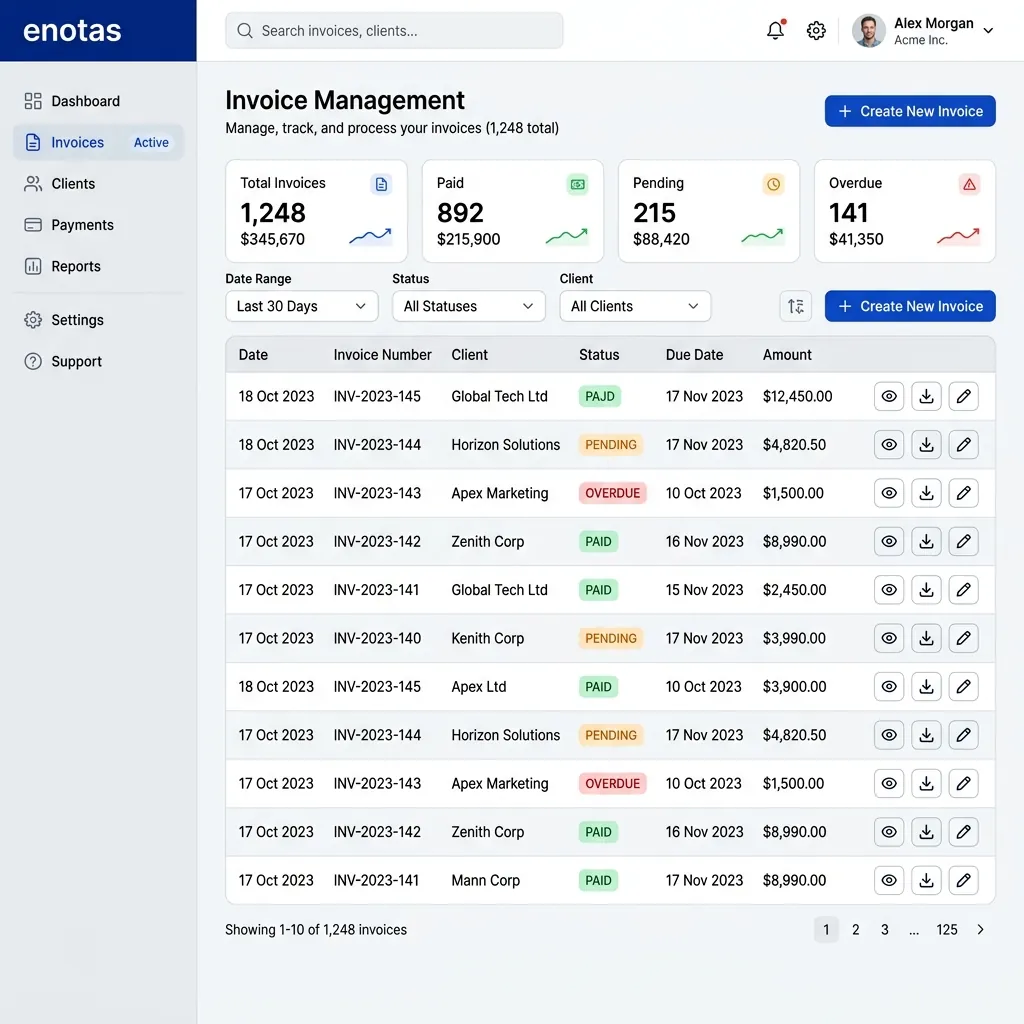 Interface do sistema eNotas integrado à plataforma Hotmart